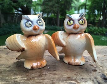 Vintage Owl Salt and Pepper Shakers Vintage Kitchen Collectible Salt Shakers Owl Decor