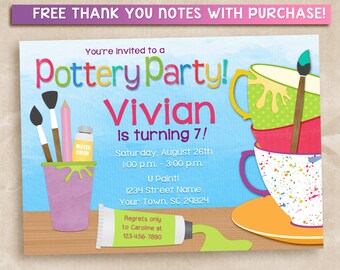 Pottery Party Invitation / Art Party Invitation / Printable Digital invitation