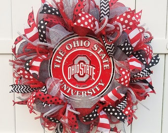 Ohio State Wreath, Ohio State Buckeyes Wreath, Ohio State University Wreath, Buckeyes Wreath, Bucks Wreath, Ohio State Mesh Wreath
