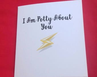 I'm Potty About You Card, Harry Potter Inspired Card, Card For Girlfriend, Boyfriend Cards, Hogwarts Fan Card, Birthday Card, Anniversary