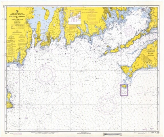 Martha's Vineyard To Block Island Map 1969