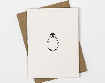 New Baby Card - Baby Thank you cards - Baby Penguin cards - Note Cards - baby shower Thank you cards baby - Letterpress - Small note Card