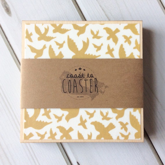 Gold Coasters Wooden Coasters Herringbone Decor Gold