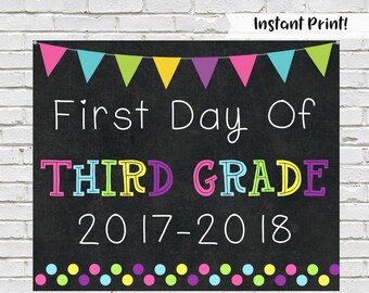 First Day of Third Grade Sign, First Day Of School, Photo Prop, Chalkboard Sign, Third Grade Sign, Back to School, 1st Day Of School,