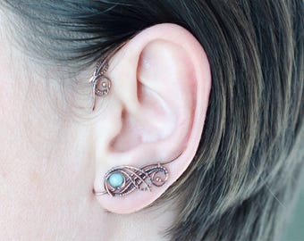 Сosplay ear cuffs, fake piercing, ear cuff non pierced, statement earrings, fairy elf earcuff, ear jacket wrap, boho earcuffs, LARP