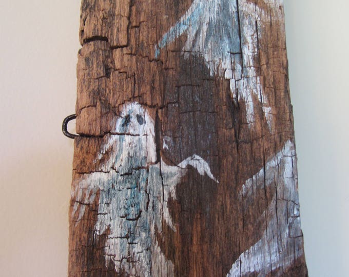 Halloween Ghosts Hand Painted on Rustic Barn Wood