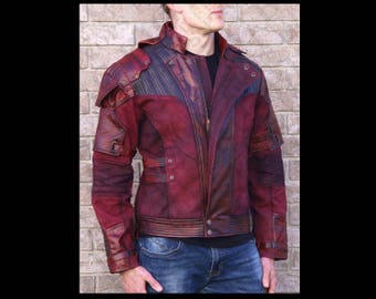 Red Leather and Printed Fabric Jacket (Custom Sizing!) 2ND RUN