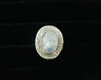 Handmade sterling silver moonstone ring