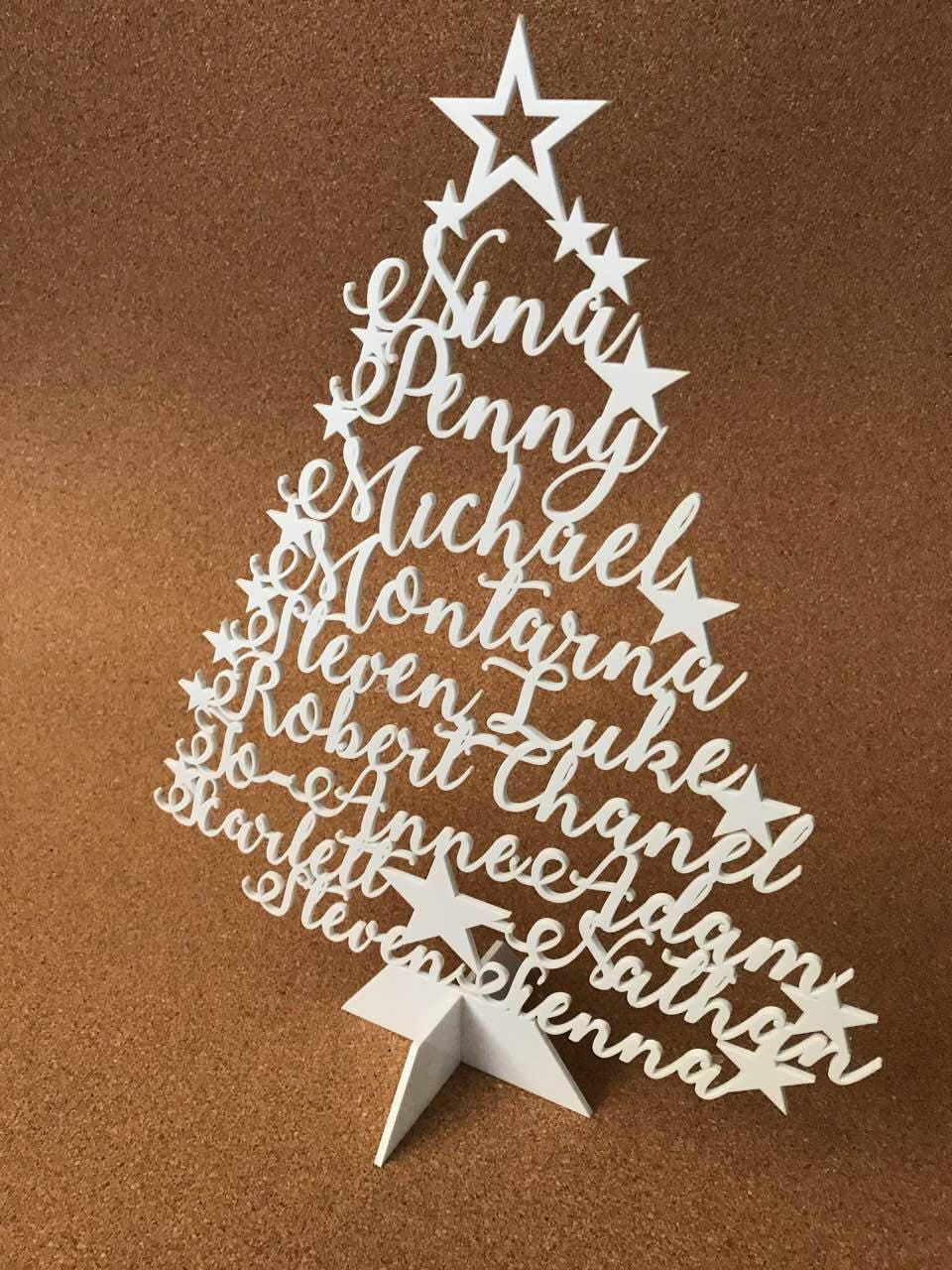 Personalized Christmas Family Name Tree Ornament Laser Cut