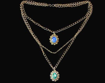 Multi Strand Chain Victorian Style Necklace, Gothic Jewelry