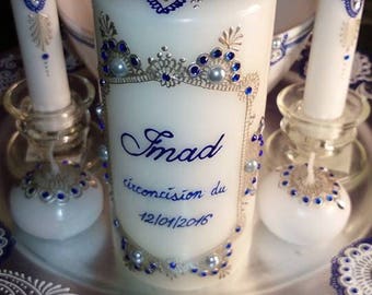 Circumcision personalized, silver and blue tray