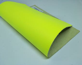 Leather Scrap, Genuine Leather, Leather Pieces, Flash Yellow, Size 8.25" by 11.5" Leather Scrap for DIY Projects.