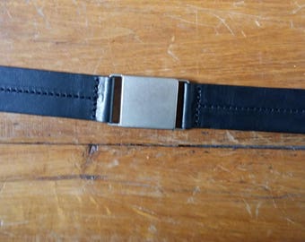 ATTACHE CUIR NOIR Boucle Pince Metal