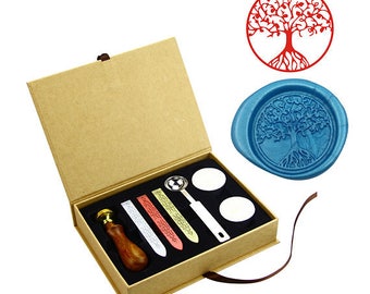 Custom Wax Seal Stamp Kit Custom LOGO,TEXT,Photo Sealing Wax Stamps Kit-Brass Head Wooden Handle