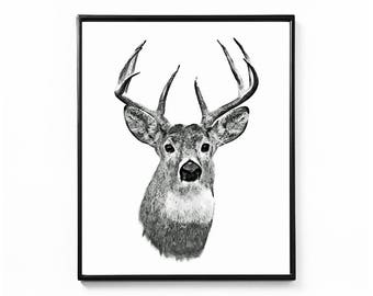 Deer head art print | Etsy