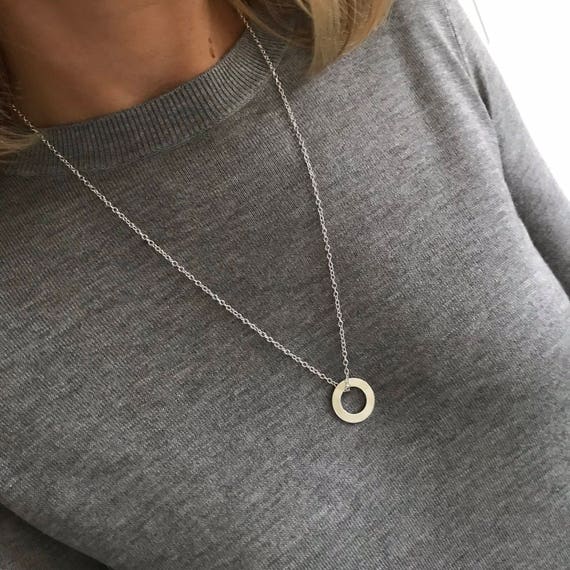 Sterling Silver Circle Necklace/Eternity Necklace/Silver