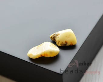 Baltic amber stones, small stones, jewelry making, beads without holes, polished amber, 2 pieces. 4284/1