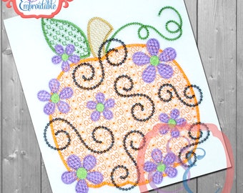 Daisy Swirl MOTIF PUMPKIN Embroidery Design For Machine Embroidery