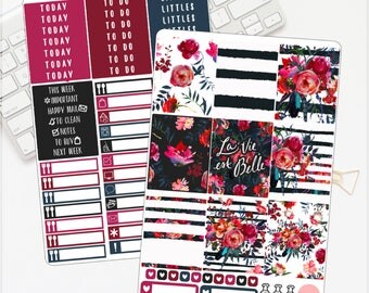 VERTICAL La Vie Est Belle Kit Erin Condren Lifeplanner™ Weekly Kit Planner Stickers