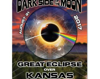 EC029 - Kansas - Dark Side of the Moon Total Solar Eclipse 2017 Sticker (or MAGNET)