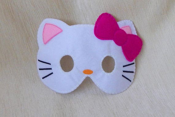 Felt Hello Kitty Mask. Felt cat mask. Hello Kitty mask. Felt