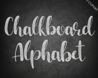 BUY 3 FOR 8 USD, Chalkboard alphabet clipart, digital chalk font clipart, digital alphabet, chalk clipart, upper case, lower case, download