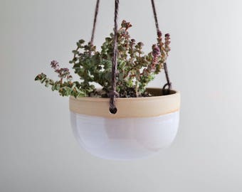 Handmade Hanging Planter in Chalky White - Ready to Ship