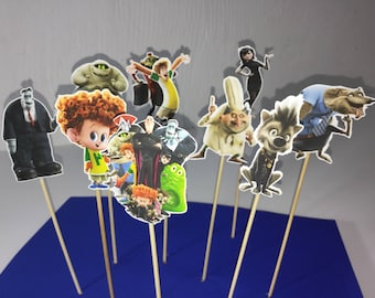 Hotel Transylvania cupcake toppers, party supplies transylvania , printed both sides in heavy paper, hotel transylvania party