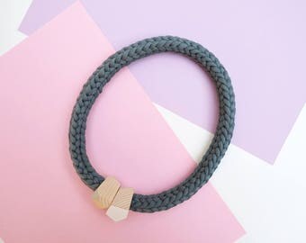 Jane | modern bold necklace wood pendant