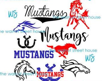 SVG - Mustang SvG. JPG included. Digitally downloadable file only Mascot Mustang Logo TEam Spirit Logo, Mustang Clipart