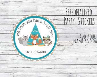 Personalized Wild One Stickers, Birthday Labels, Tribal Stickers, Wild OneThank You Labels, 1st Birthday, Goodie Bag Labels