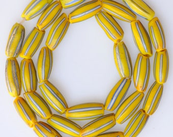 Antique Venetian Striped Aspeo Beads - Vintage African Trade Beads - 18 Inch Strand