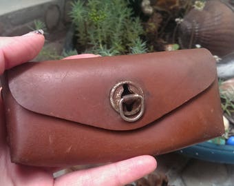 Vintage Bicycle Bag, Brown Genuine Leather Small Bag Box, Retro Bicycle Accessory, Tool Bag, Storage, Soviet Era