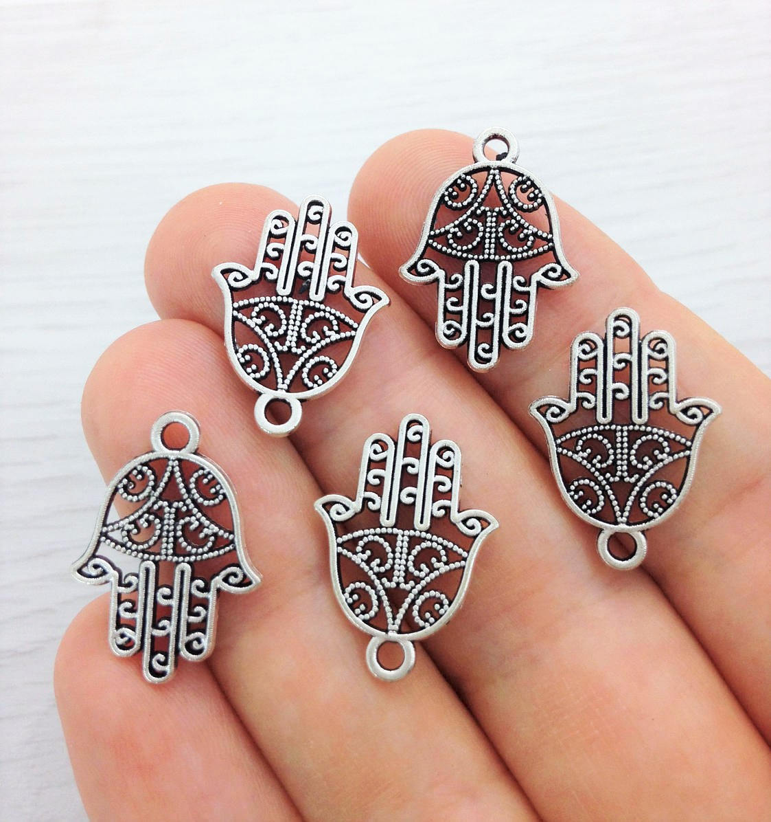 Hamsa Hand Charms 10/20pcs Antique Silver Hamsa Hand