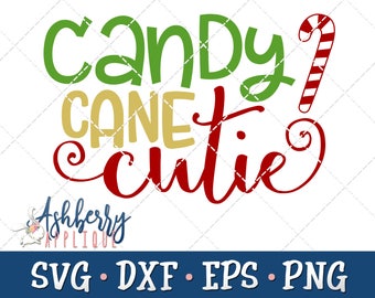 Candy Cane Cutie SVG/DXF Cut File - Instant Download - Christmas - Baby's First - Girl Holiday Outfit - Vector Clipart - Commercial Use