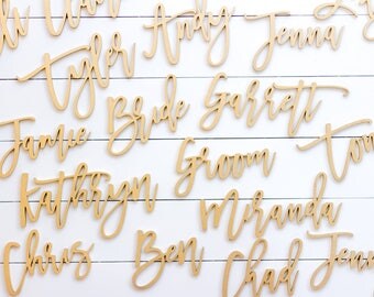 6" wide laser cut name sign / custom script name / wedding reception decor / wedding place cards / laser cut names / table plate names
