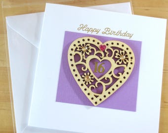 16th Birthday card, 16th cards, 16, 16th, Personalised Age 16 Card, 16th birthday gift, 16th birthday card daughter, Greeting card handmade