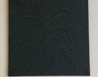 Original 24 x 24 Abstract Dark Purple Green Painting