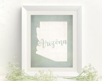 Arizona State Love Map Silhouette 8x10 Print Customized