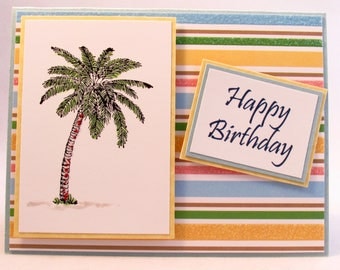 Birthday Card, handmade card, Tropical birthday, tropical card, Happy Birthday, unisex card, colorful card, MADE TO ORDER