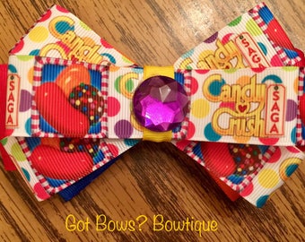 Candy Crush Saga Themed Hair Clip Bow