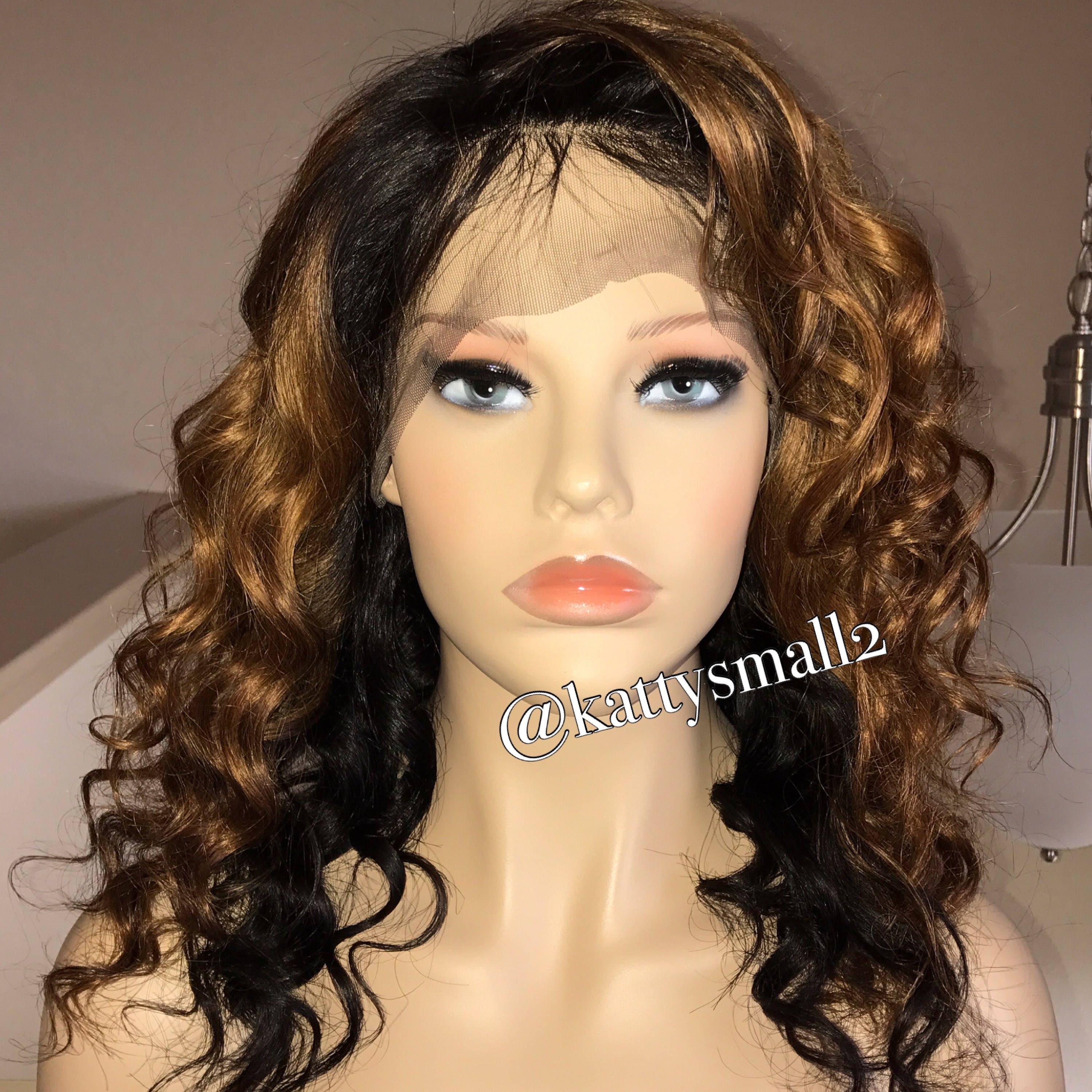 Curly Lace frontTwo tone wig indian virgin hair balayage