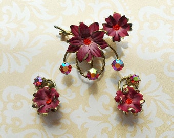 Vintage, Austrian Made, Brooch and Earrings