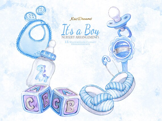 Download Baby Boy Nursery Clip Art Arrangements Watercolor Clip Art