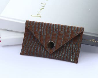 Business card case-Brown leather card case Business leather card case Brown leather card holder Brown leather wallet Credit card wallet