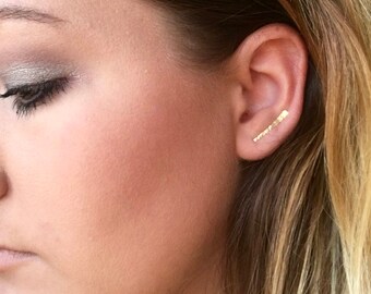 14k Gold Ear Crawler Earrings Crawler Ear Climber Ear Jackets Earrings Stud Earrings Dainty crawlers Climber Earrings Bar Earring Minimalist