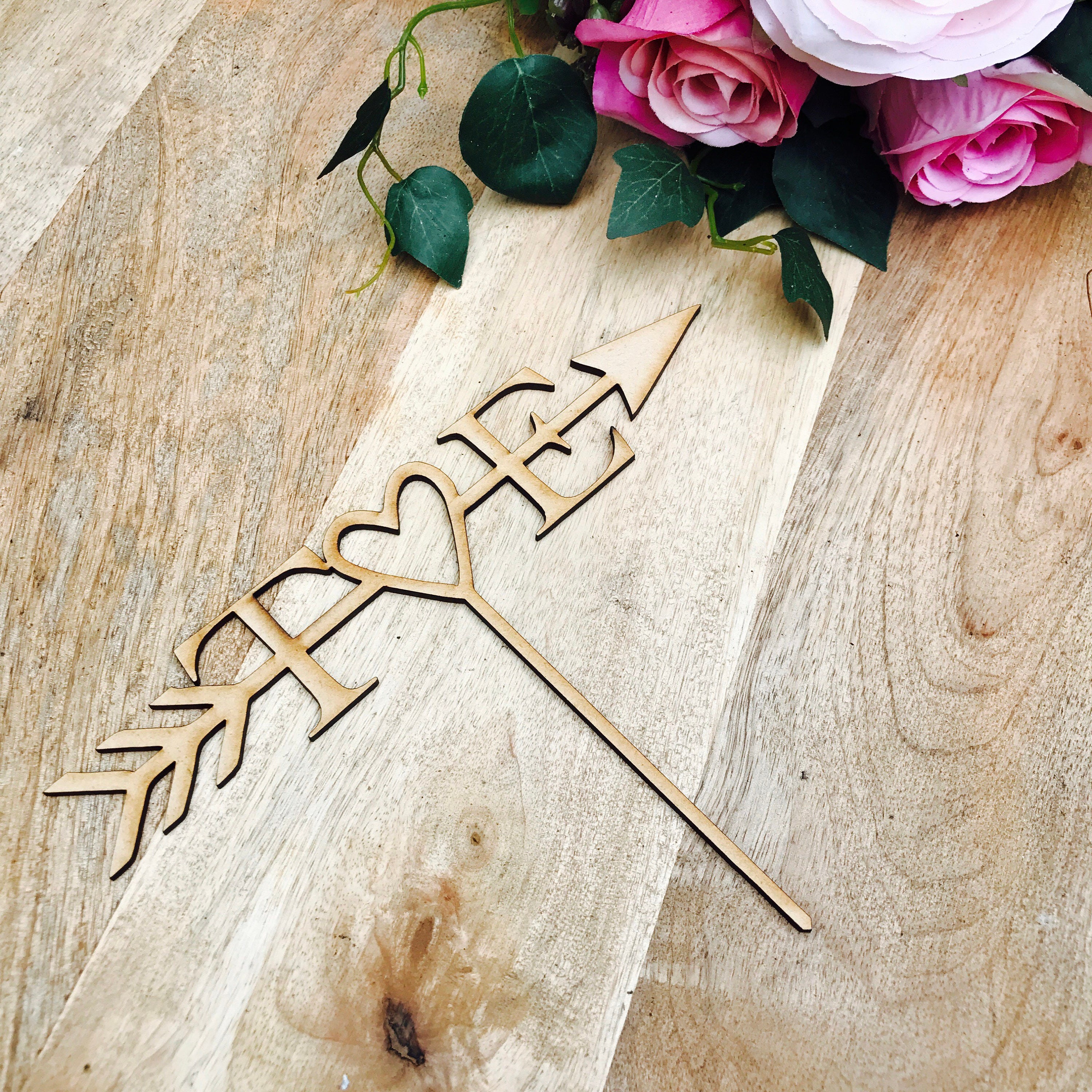 Personalised Arrow Cake Topper Wedding Cake Topper Cake