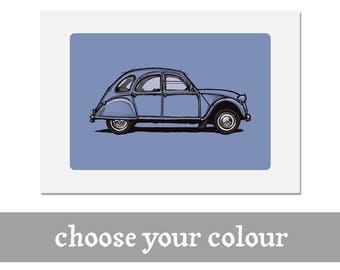 Citroen 2CV print | personalise | Deux Chevaux | Classic | Vintage | Illustration | poster