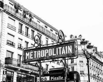 Pigalle BW Photography - Paris Photography - Wall Art Print - Paris Decor - Black and White - Fine Art Photography - Metropolitain BW - 0098