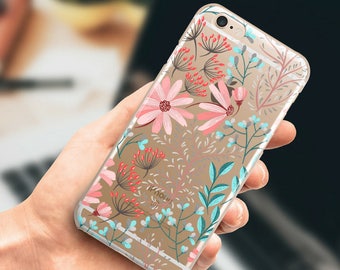 Case iPhone 7 Plus clear Floral iPhone 7 case, iPhone 6 Plus Case, iPhone 6 case, iPhone 5, 5s, se Case.